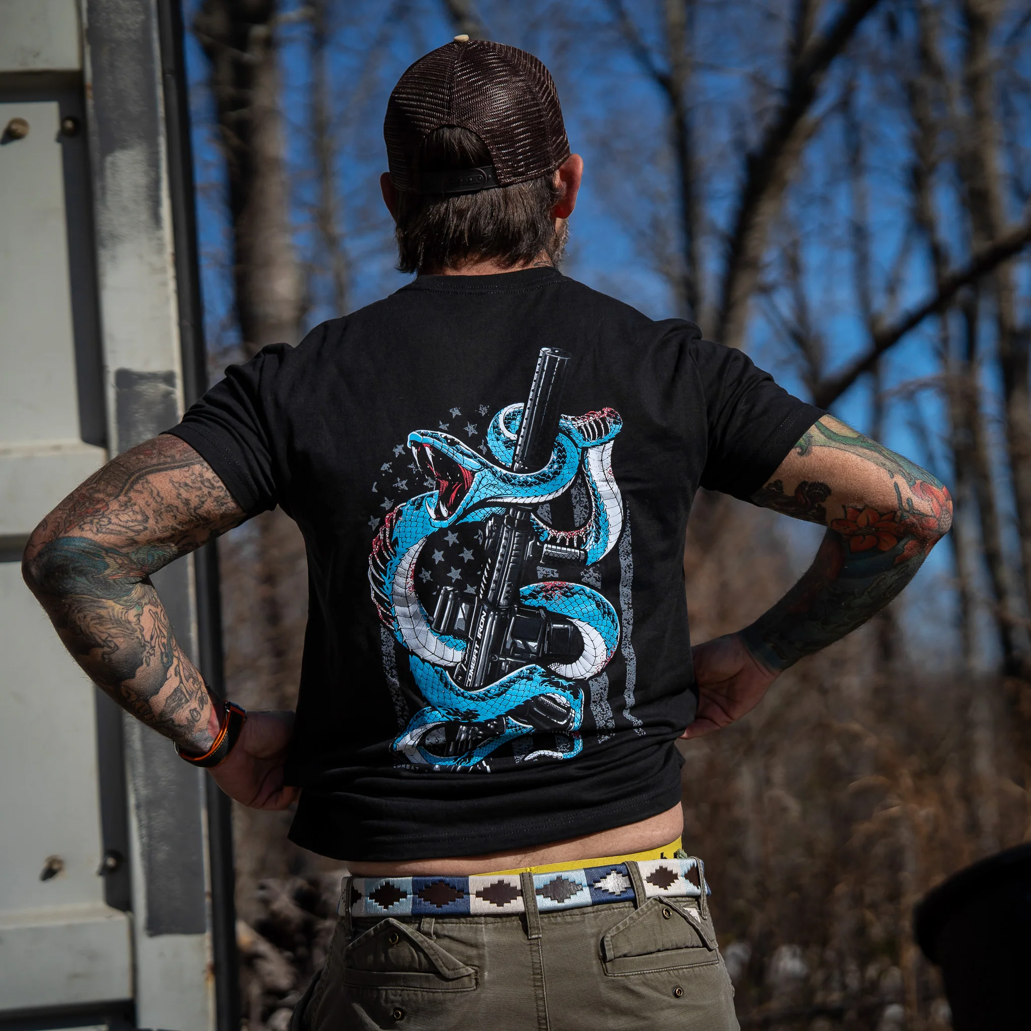 Subdued US Flag SBR Men's T-Shirt - Image 3