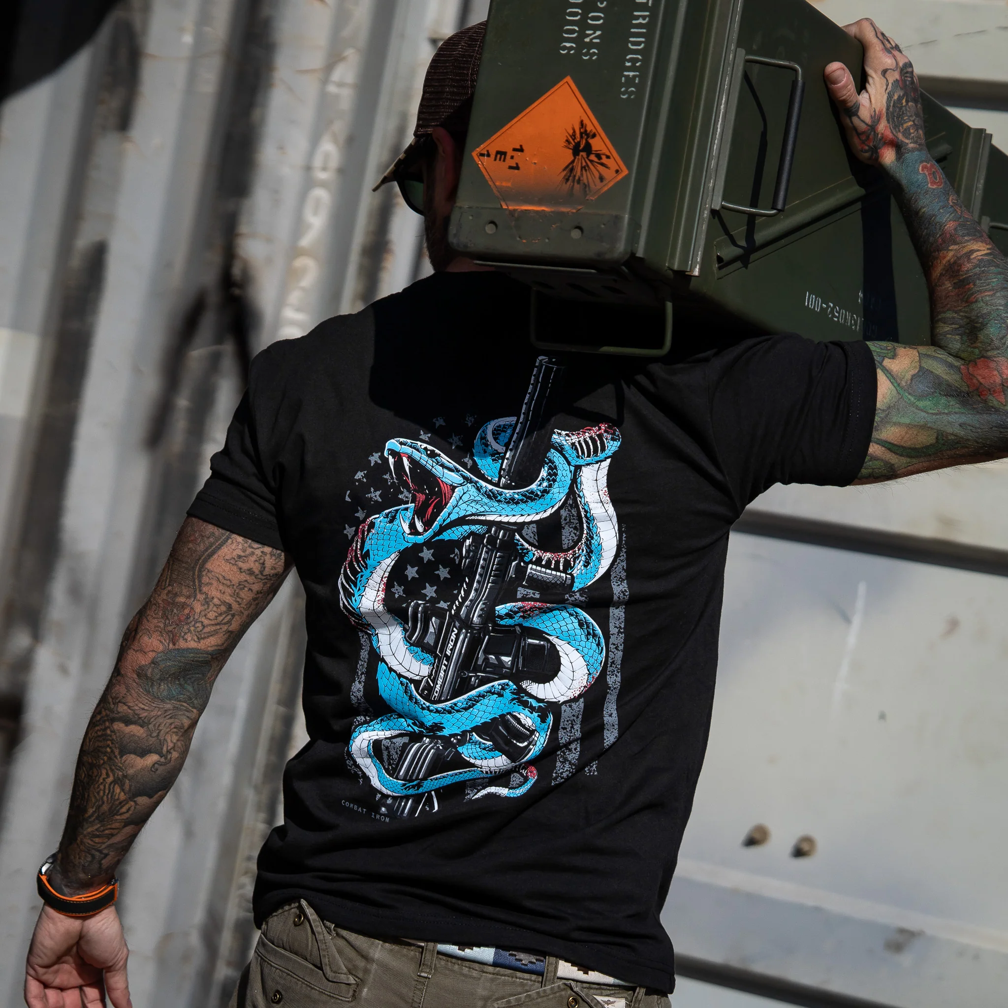 Subdued US Flag SBR Men's T-Shirt - Image 4