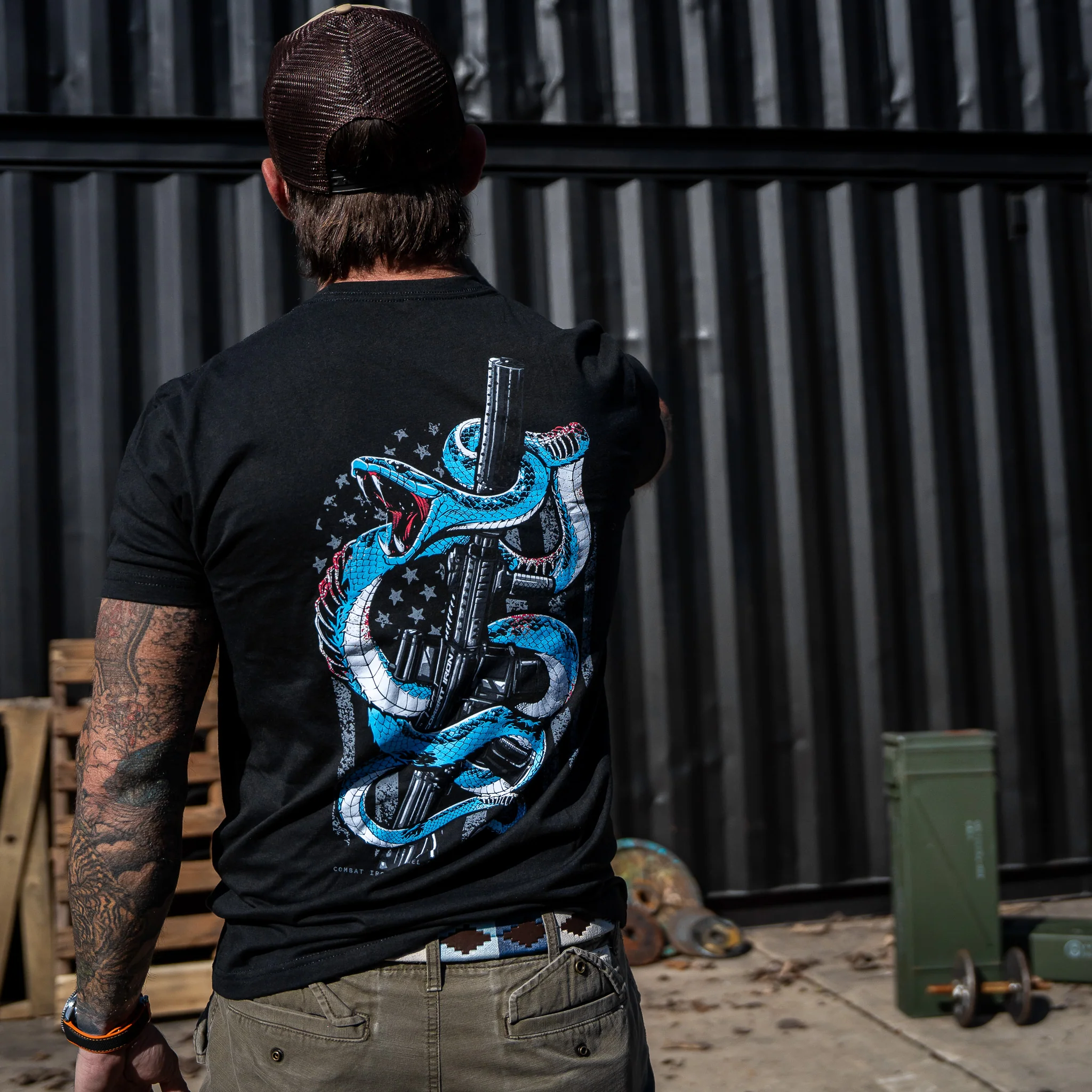 Subdued US Flag SBR Men's T-Shirt - Image 9