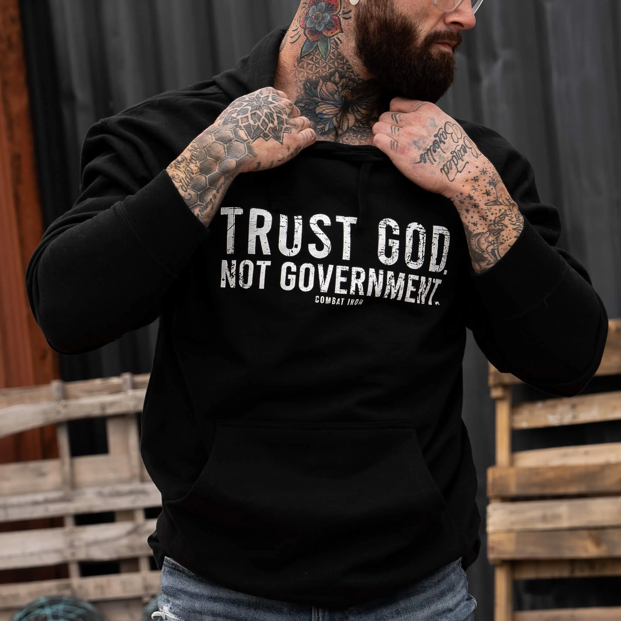 Trust God. Not Government. Men's Hoodie - Image 15