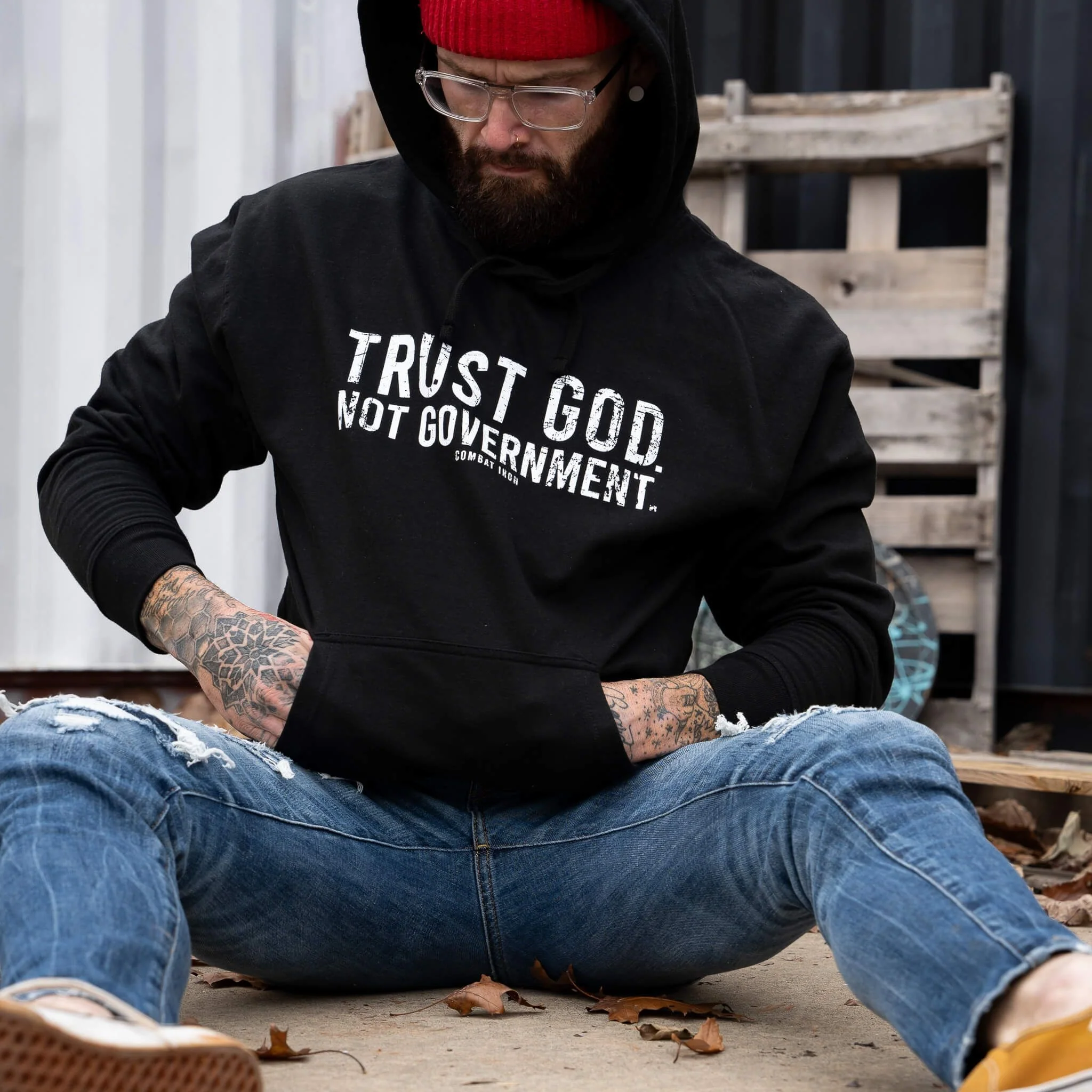 Trust God. Not Government. Men's Hoodie - Image 17