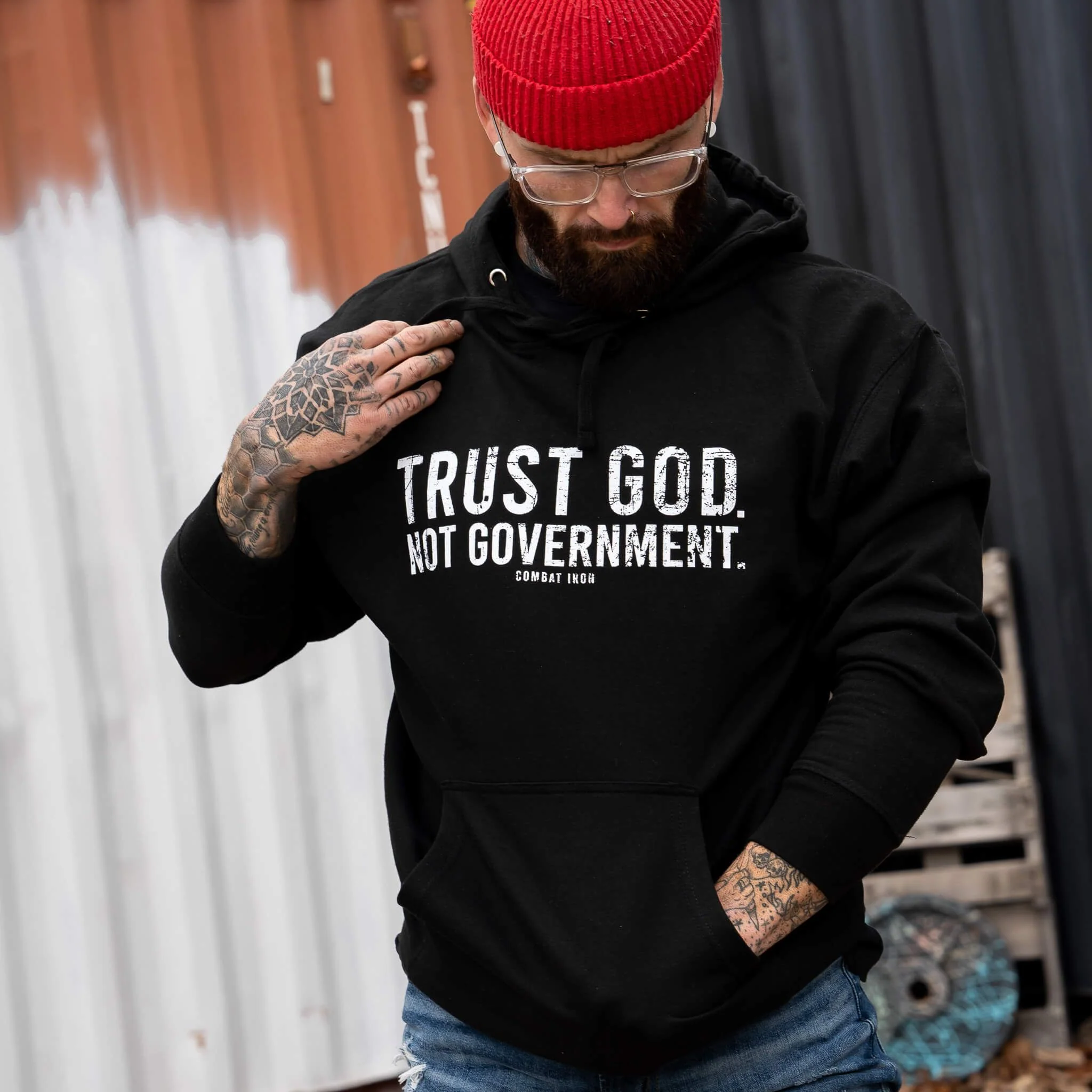 Trust God. Not Government. Men's Hoodie - Image 18