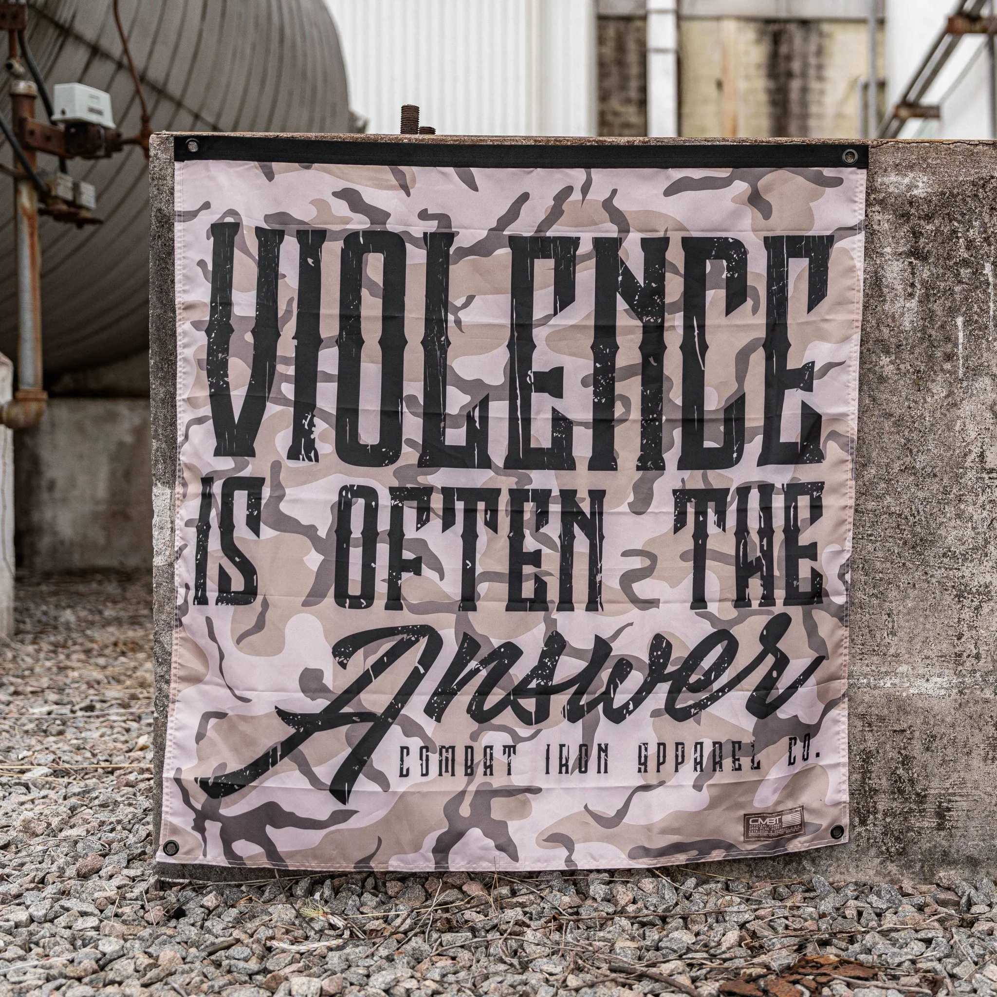 Violence Is Often The Answer 3'x3' Camo Flag - Image 3