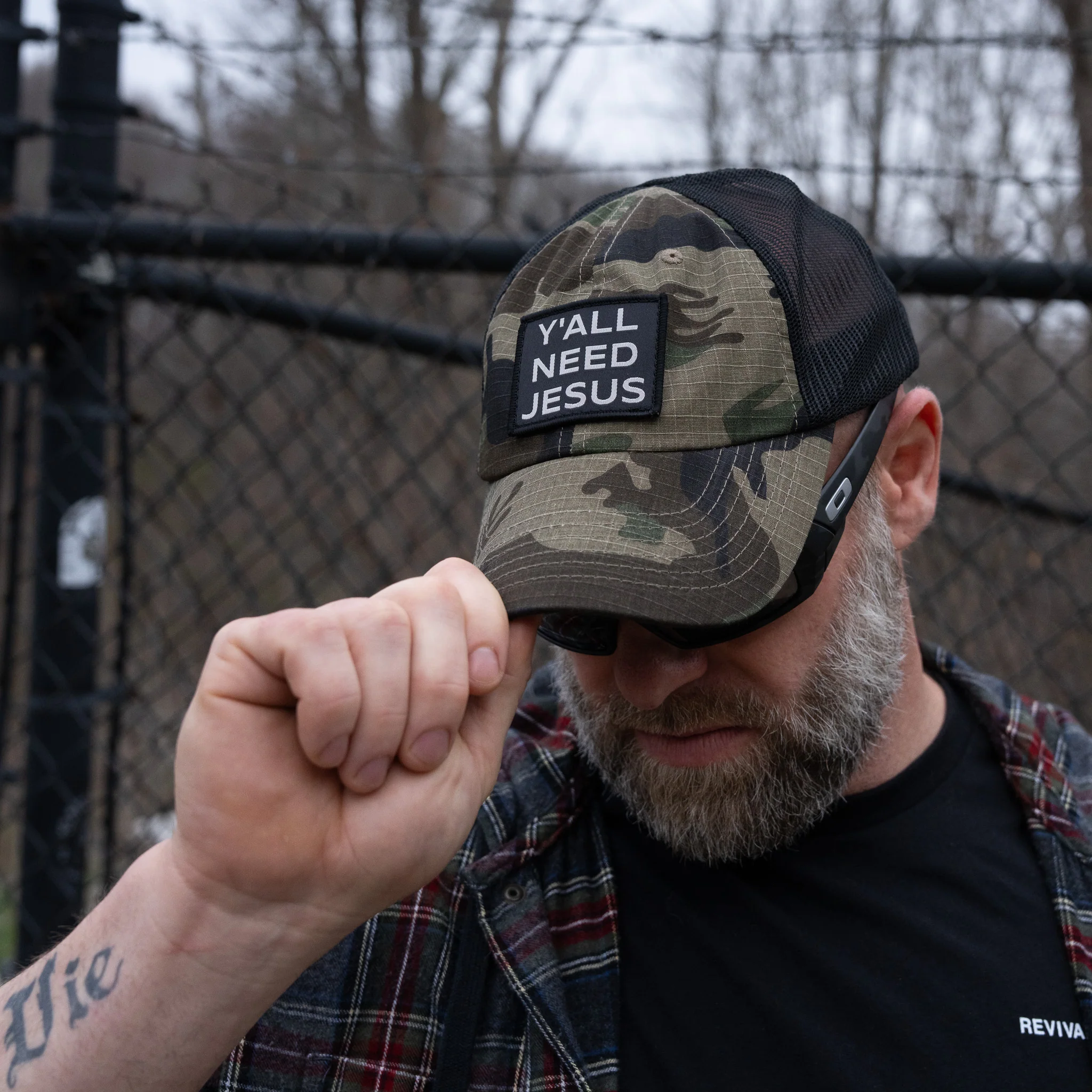 Y'all Need Jesus Patch Tactical Ripstop Mesh Snapback Hat - Image 15