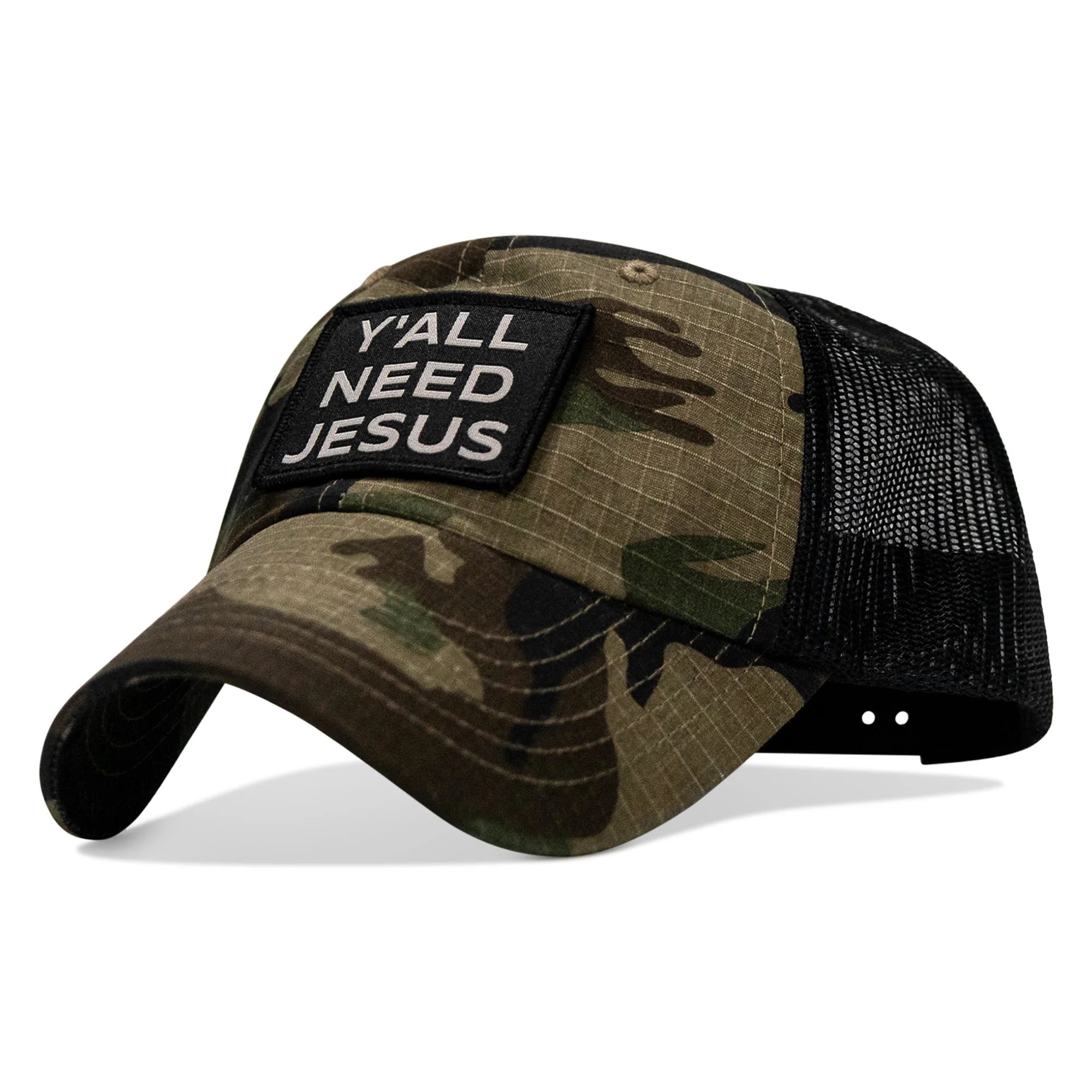 Y'all Need Jesus Patch Tactical Ripstop Mesh Snapback Hat - Image 19