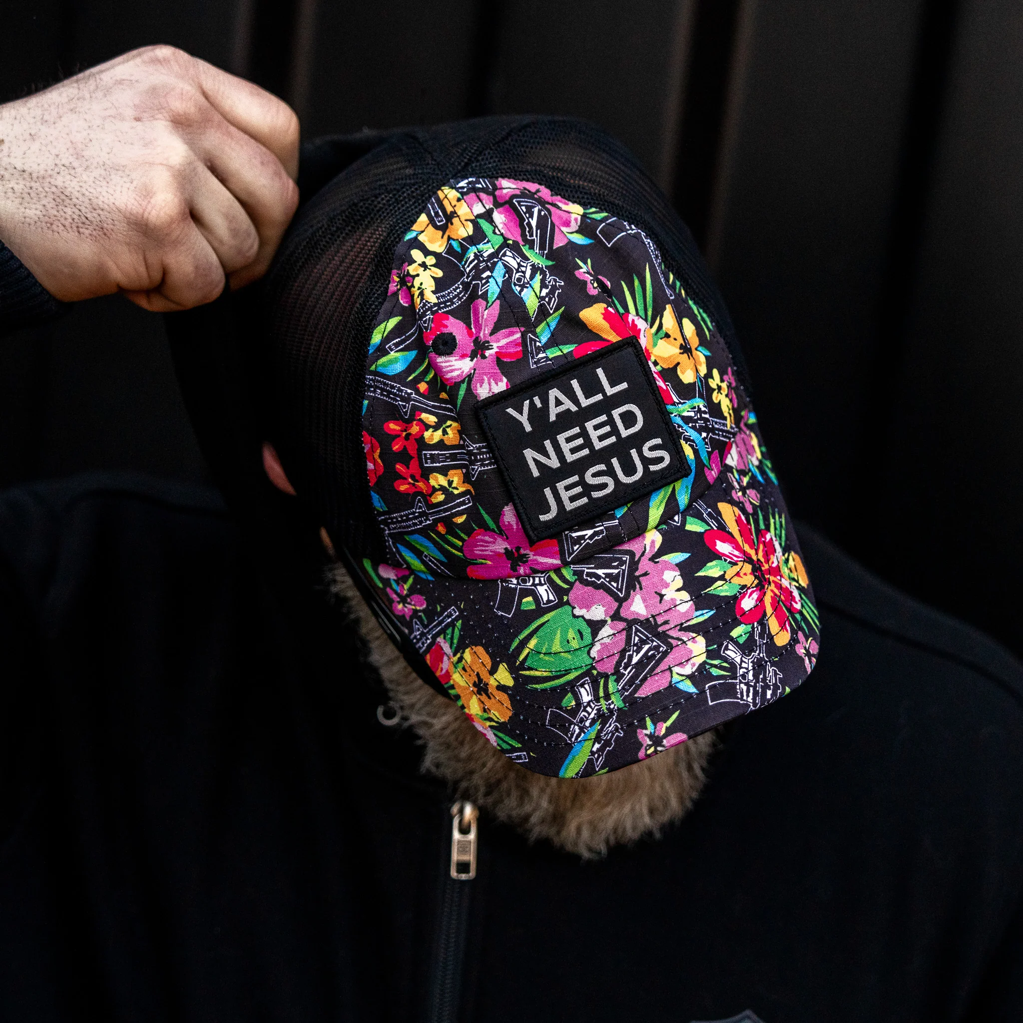 Y'all Need Jesus Patch Tactical Ripstop Mesh Snapback Hat - Image 4